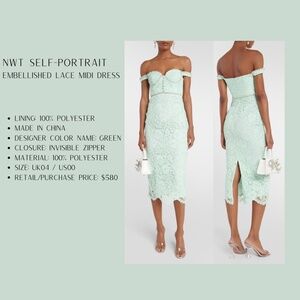 Self-Portrait Embellished lace midi dress